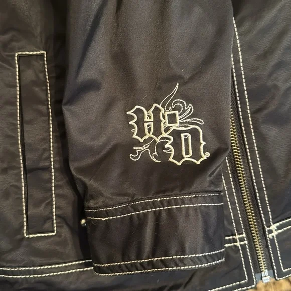 Harley Davidson Zip Jacket Black bedazzled Blue 
EMBROIDERED Women’s L Baddie - Picture 8 of 14